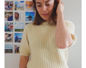 Michelle Strukturstrickmuster: Kurzarm Merino (Englisch & Französisch)