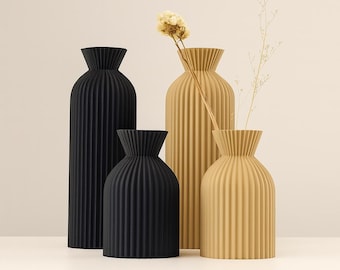 Modern Ribbed Vase Set – Nordic Decor