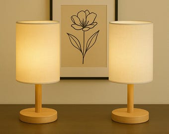 Lámpara de mesa de madera – Luz ambiental cálida, decoración moderna para dormitorio y sala de estar