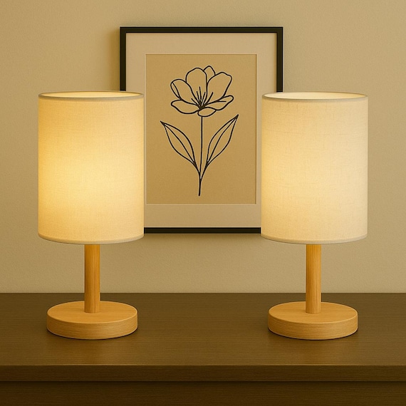 Wooden Table Lamp – Warm Ambient Light, Modern Bedroom & Living Room Decor