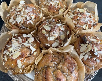 Glazed Cardamom Buns with Meyer Lemon Zest and Almonds, Moist Brioche Style Cinnamon Rolls, Organic Einkorn and Rye Sourdough Sweet Bread,