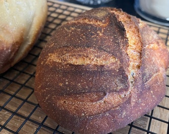 Einkorn Sourdough Boule, Artisan Small Boule Loaf, Ancient Grain Bread, Einkorn Flour Blend Made with Natural Sourdough Starter, 14 to 16 OZ