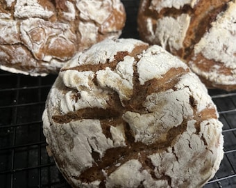 Dark Rye Rustic Sourdough Boule, 100% Rye Bread, Organic Dark Rye Bread, Artisan Small Boule, Dipping Bread, Great for Bruschetta or Tuna