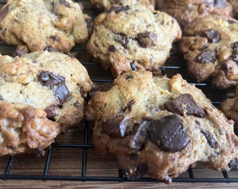 Sourdough Chocolate Chunk Sourdough Cookies with Walnuts, Batch of 12 Cookies, Keto Einkorn Cookies, 6 Grams of Protein, Cookie Dough Lovers