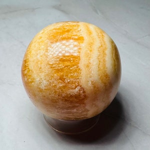 Orange Calcite Sphere 1.5” | Crystal Decor | Orange | White | Yelliw | Orb | Ball | Healing | Gift
