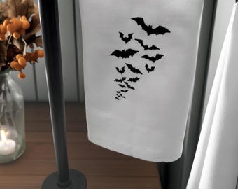 Embroidered Bat Swarm Kitchen Towel