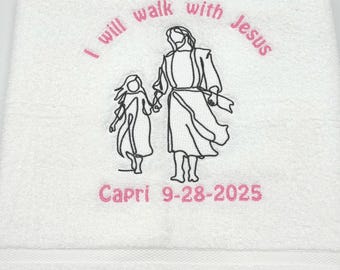 Walk with Jesus Girl Baptism Towel