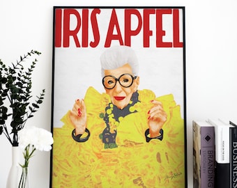 Iris Apfel Digital Art Print – Fashion Icon Poster Download in 5 Sizes, Bold Colorful Portrait for Designers, Stylists, and Maximalist Decor