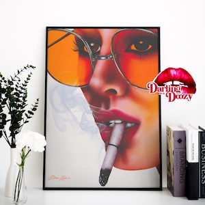 70s Fashion Art Print: Woman with Orange Sunglasses (Digital Download, 5 Sizes)