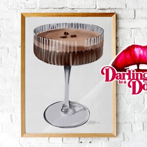 Espresso Martini Digital Art Print – Modern Cocktail Poster with Coffee Beans, Bar Cart Wall Decor Download for Drink Lovers in 5 Sizes