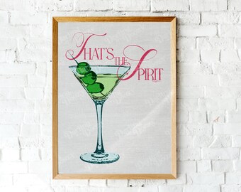 That&#39;s the Spirit Martini Illustration | Cocktail Wall Art Print