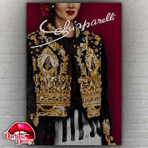 Schiaparelli Fashion Illustration Painting | Unique Couture Wall Art Digital Download