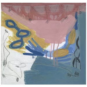 ORIGINAL abstract PAINTING / pink blue white /  Mixed Media OOAK Painting / Abstract Modern Contemporary Art /    12&quot;x12&quot; / #1569
