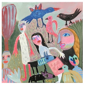 DOGS Painting / Figurative  Painting / Figurative Art / 12&quot;x12&quot; Painting /Figurative Abstract  /Contemporary Art / Original Painting / #1666