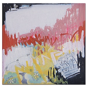 ABSTRACT COLLAGE PAINTING #1504 Original Contemporary Modern Art  Square Mixed Media 12&quot;x12&quot;
