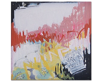 ABSTRACT COLLAGE PAINTING, Original Mixed Media Contemporary Modern One of a Kind Fine Art  12#1504