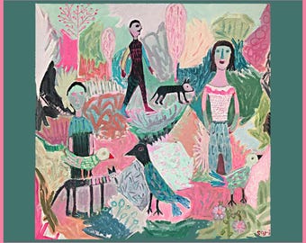 ORIGINEEL figuratief SCHILDERIJ, moderne beeldende kunst 20#1718..