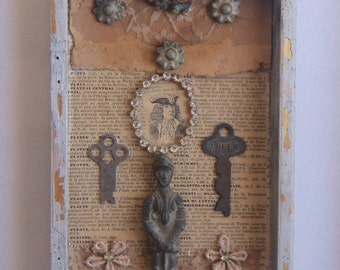 Assemblage Art - SHADOW BOX Recycle 3D Salvage Wall Pc - 1269