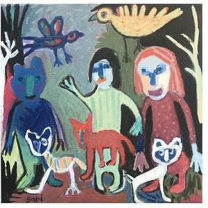 BEAR Painting / Figurative  Painting / Figurative Art / 14"x14" Painting /Figurative Landscape  / Dogs Painting / Original Painting / #1645