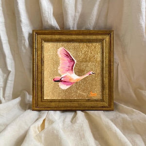 Vintage original oil painting flamingo - Etsy 日本