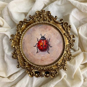 Ladybug painting small framed art