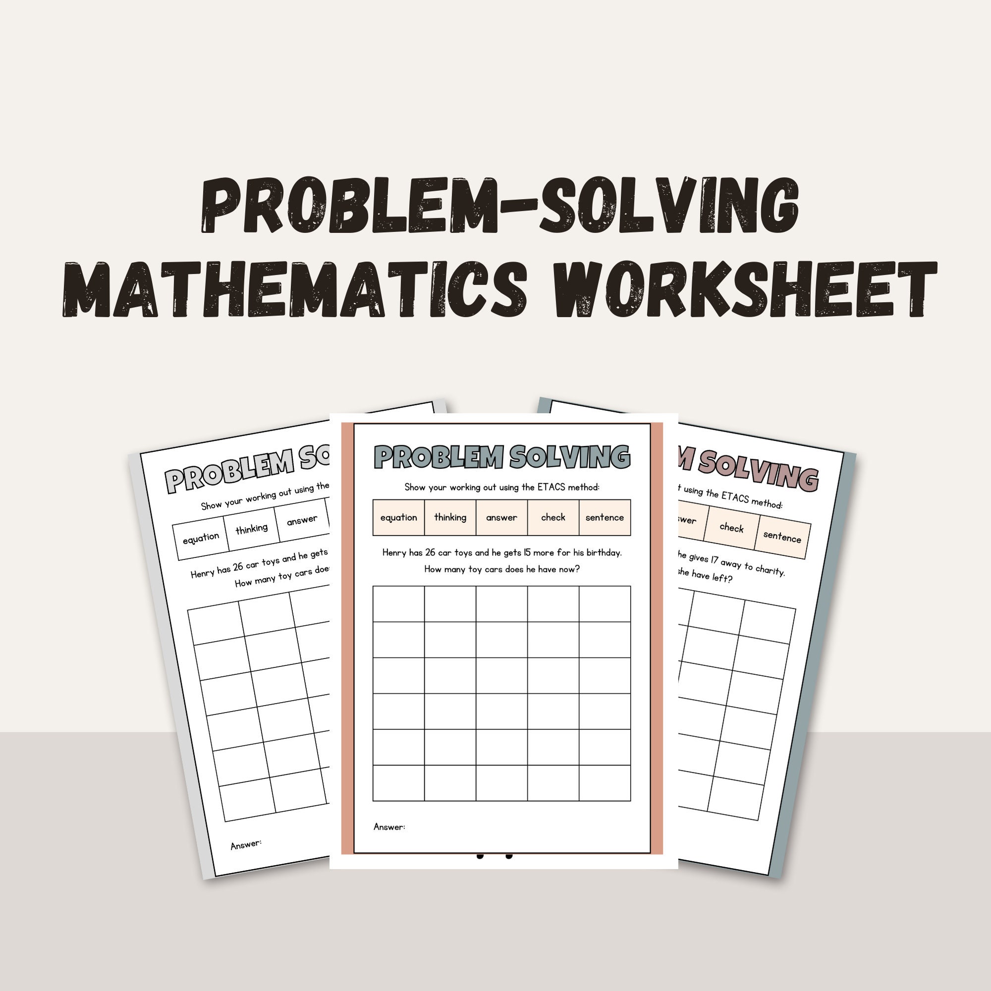 Problem-solving Mathematics Worksheet - Etsy