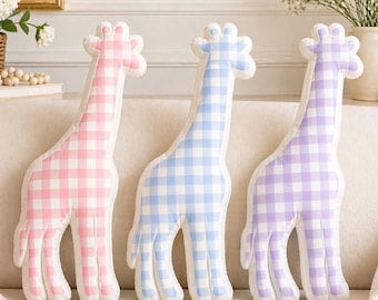 Almohada con forma de jirafa, regalo para baby shower, guardería, temática safari, Coquette Home, dormitorio infantil, cojín decorativo con forma de animal, peluche, habitación infantil
