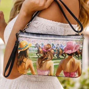 Adjustable Strap Crossbody Bag Horse Derby Accessory Cross Body Bag Convertible Tote Horse Purse Fascinator Women Elegant Handbag Fashion
