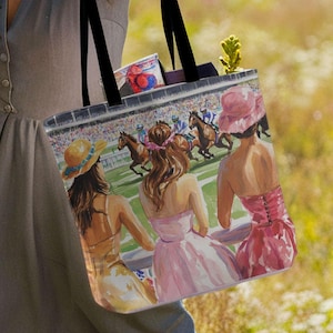 Tragetasche Pferdeliebhaber Geschenk Reitertasche Derby Day Kentucky Pferdedruck Grandmillenial Blumendruck Südliche Tragetasche Pferdemädchen Taschenentwurf