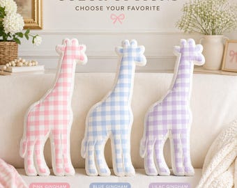 Almohada con forma de jirafa, regalo para baby shower, guardería, temática safari, Coquette Home, dormitorio infantil, cojín decorativo con forma de animal, peluche, habitación infantil