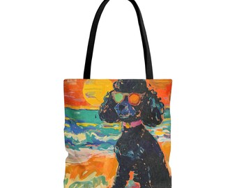 Poodle Bag for the Beach Tote for Custom Poodle Lover Reusable Bag for Black Poodle Mom Gift for Poodle Lover Housewarming Gift