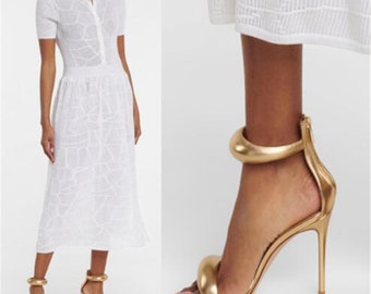 Nieuw luxe merk voor dames, eenvoudige stijl met dunne hakken, hoge hakken, grote schoenen, damessandalen, gouden trouwschoenen, banketsandalen