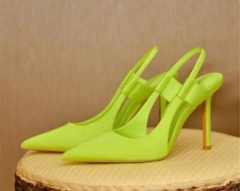 Chaussures à bride arrière pour femmes, nouvelle marque, 2024, bout pointu, sandales à enfiler pour femmes