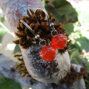 Carnelian, sterling silver dangle earrings