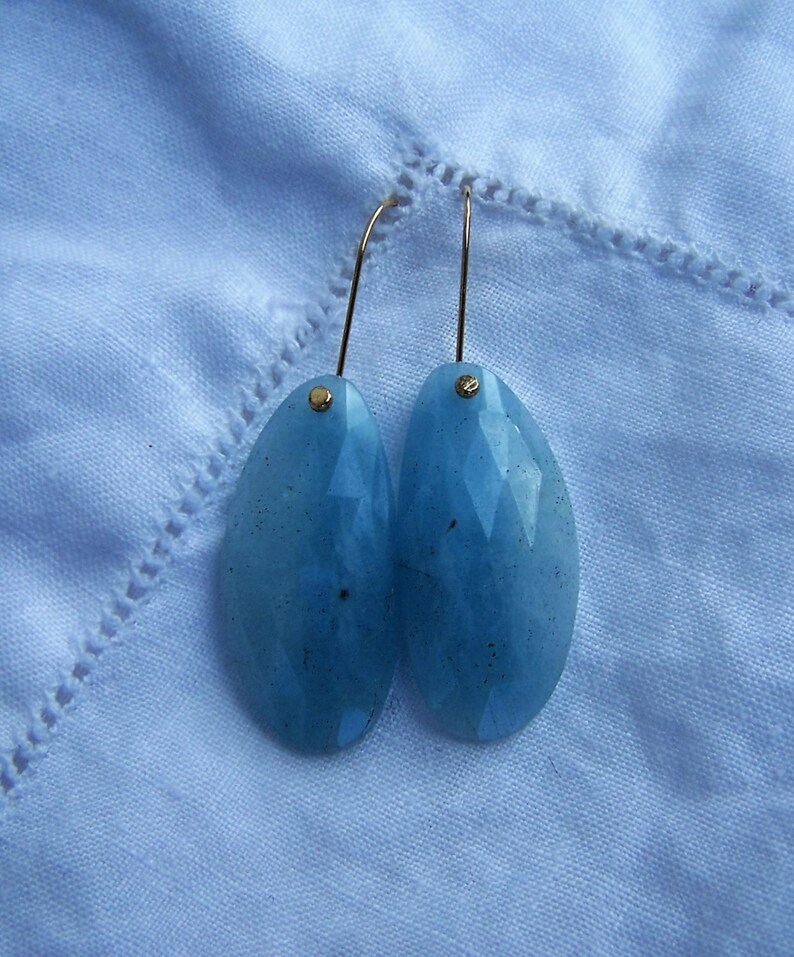 14k goldfill French earwire Rose cut Aquamarine briolette