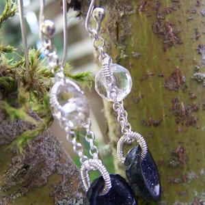 Tabasco Geode Druzy,faceted rock crystal rondelle, sterling silver coil wrap, French earwire image 3