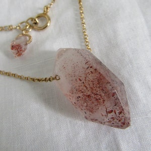 Lepidochrosite  double terminated points pendant, 14k gold fill  cable chain necklace