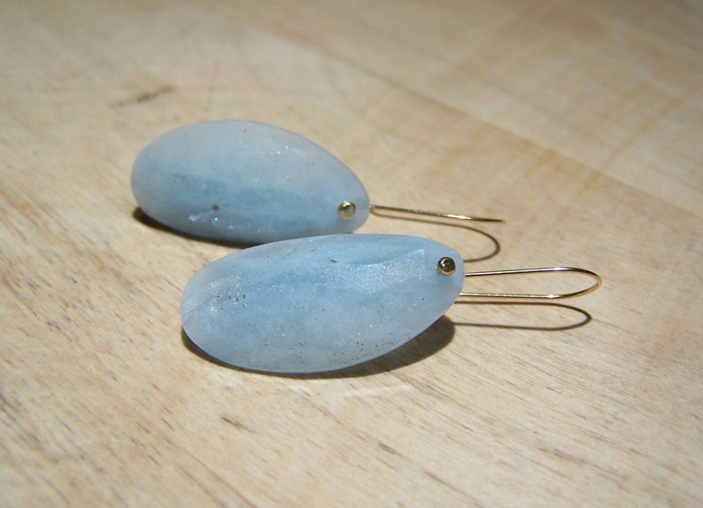 14k goldfill French earwire Rose cut Aquamarine briolette