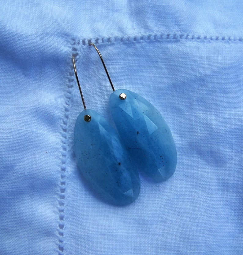 14k goldfill French earwire Rose cut Aquamarine briolette