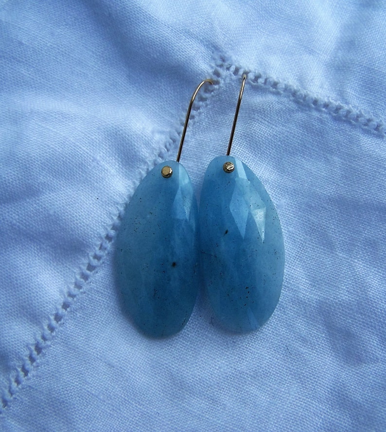 14k goldfill French earwire Rose cut Aquamarine briolette