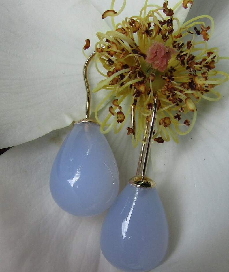 14K Gold Plated 20x14mm Chalcedony & Multi Gemstone Drop Earrings main image 0