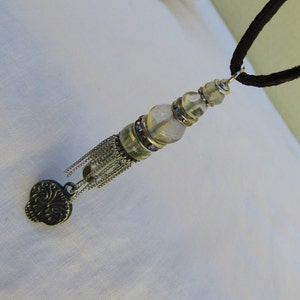 Anne Choi day of the dead, green amethyst sterling silver tassel necklace