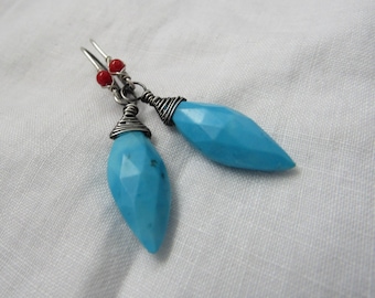 Sleeping  Beauty Turquoise earrings, sterling silver Kidney earwire