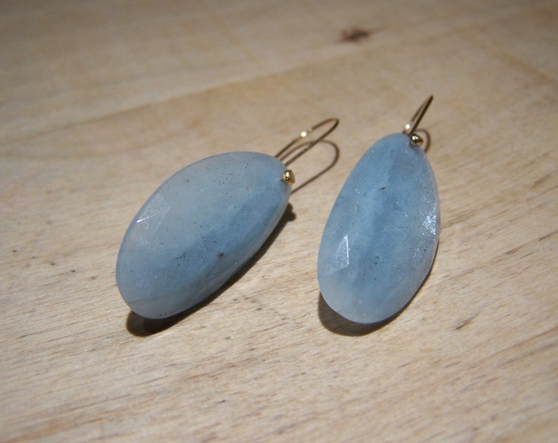 14k goldfill French earwire Rose cut Aquamarine briolette