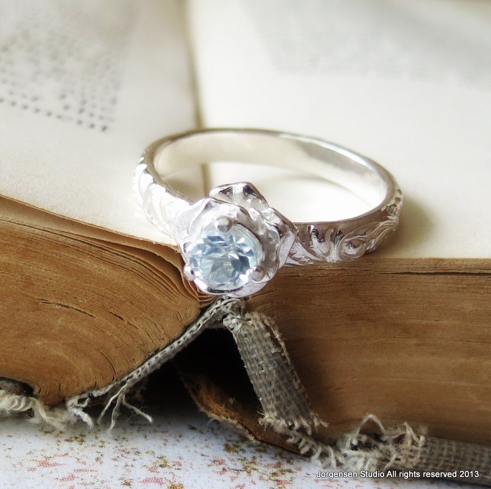 Flower Promise Ring or Simple Engagement Ring with Diamond Etsy
