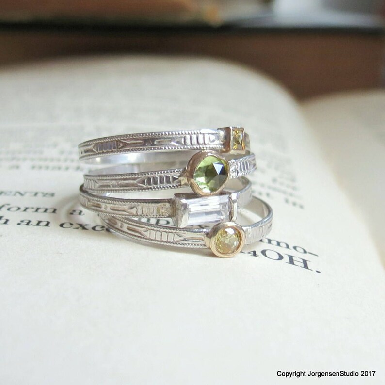 art deco stackable rings