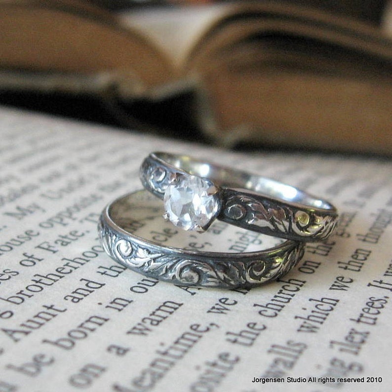 White Topaz Alternative Engagement Ring Gemstone Promise Ring Etsy