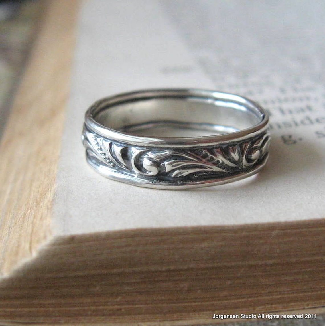 Swirl Wedding Band Single Wedding Ring in Sterling Silver Wide | Etsy