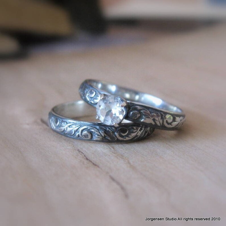 White Topaz Alternative Engagement Ring Gemstone Promise Ring Etsy