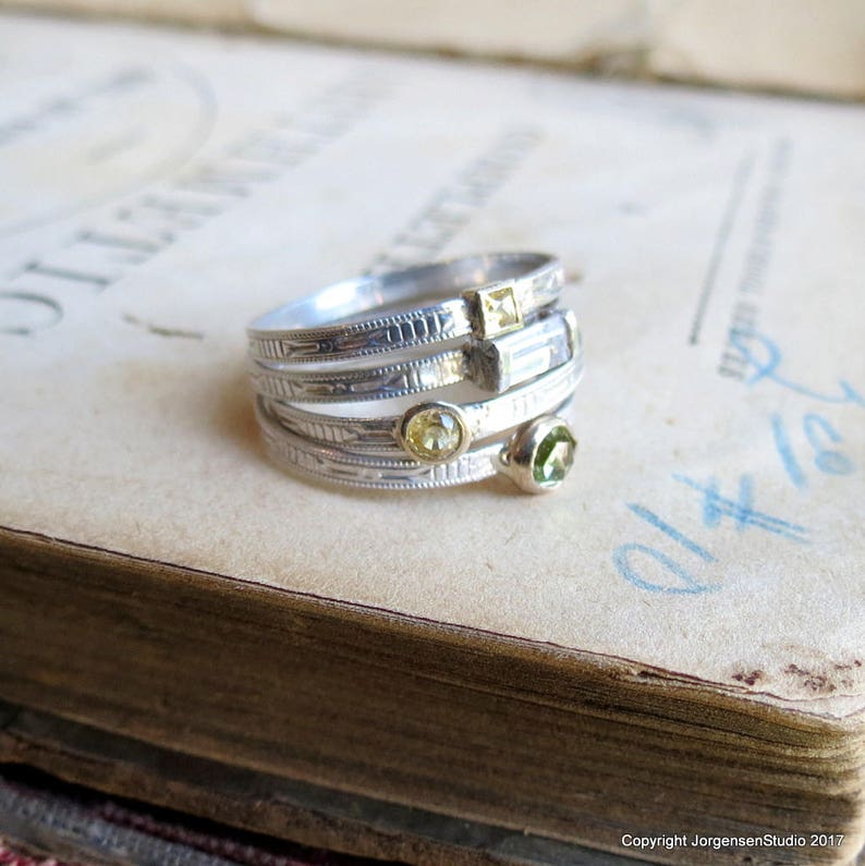 art deco stackable rings